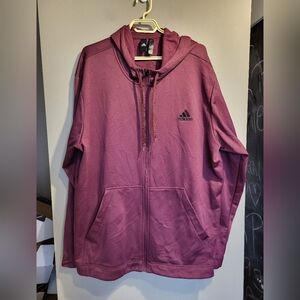 Adidas Maroon Full-Zip Hoodie, Size 2XL